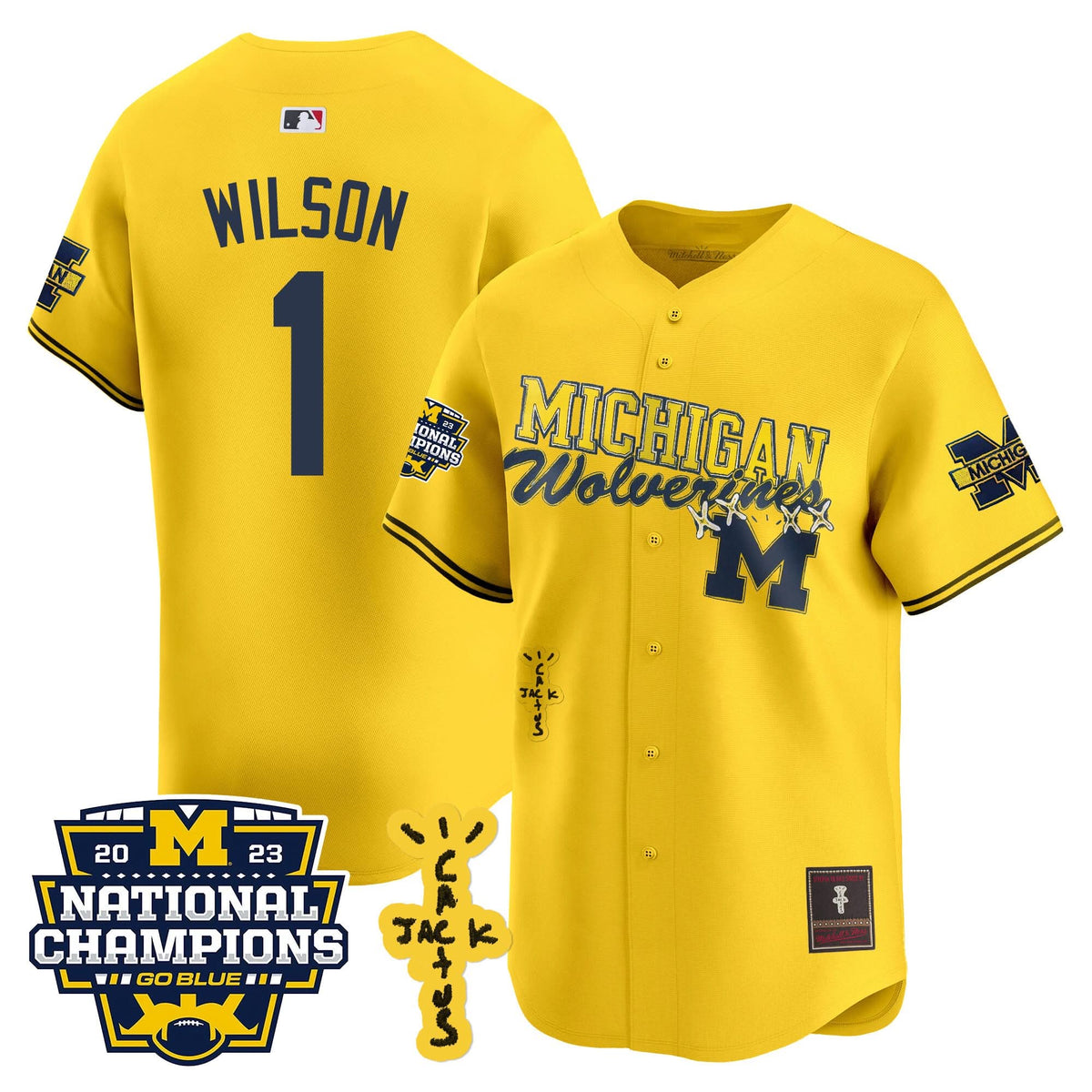 Michigan Wolverines Cactus Jack Champions Baseball Jersey - Stitched