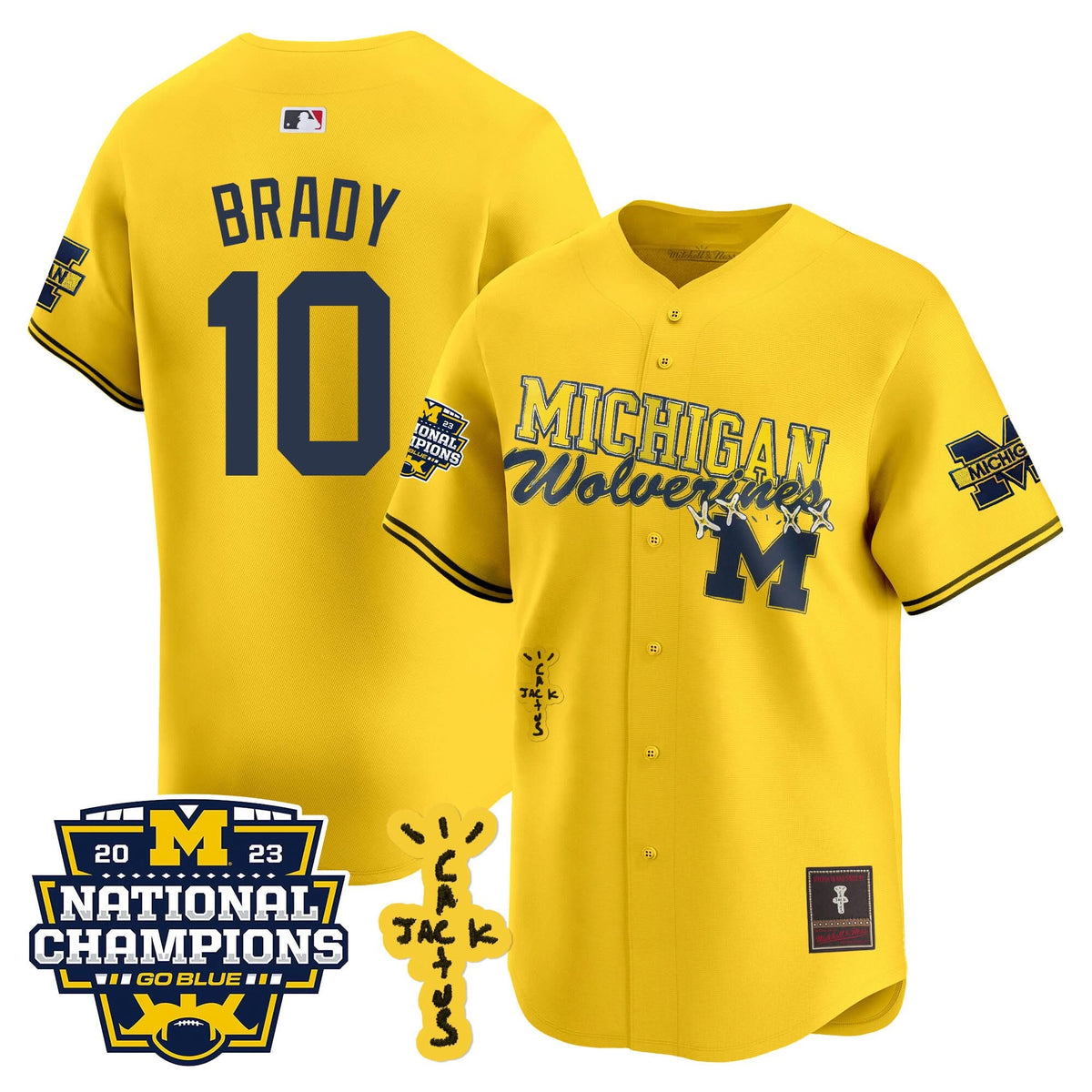 Michigan Wolverines Cactus Jack Champions Baseball Jersey - Stitched