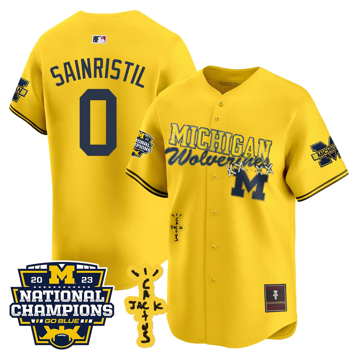 Michigan Wolverines Cactus Jack Champions Baseball Jersey - Stitched
