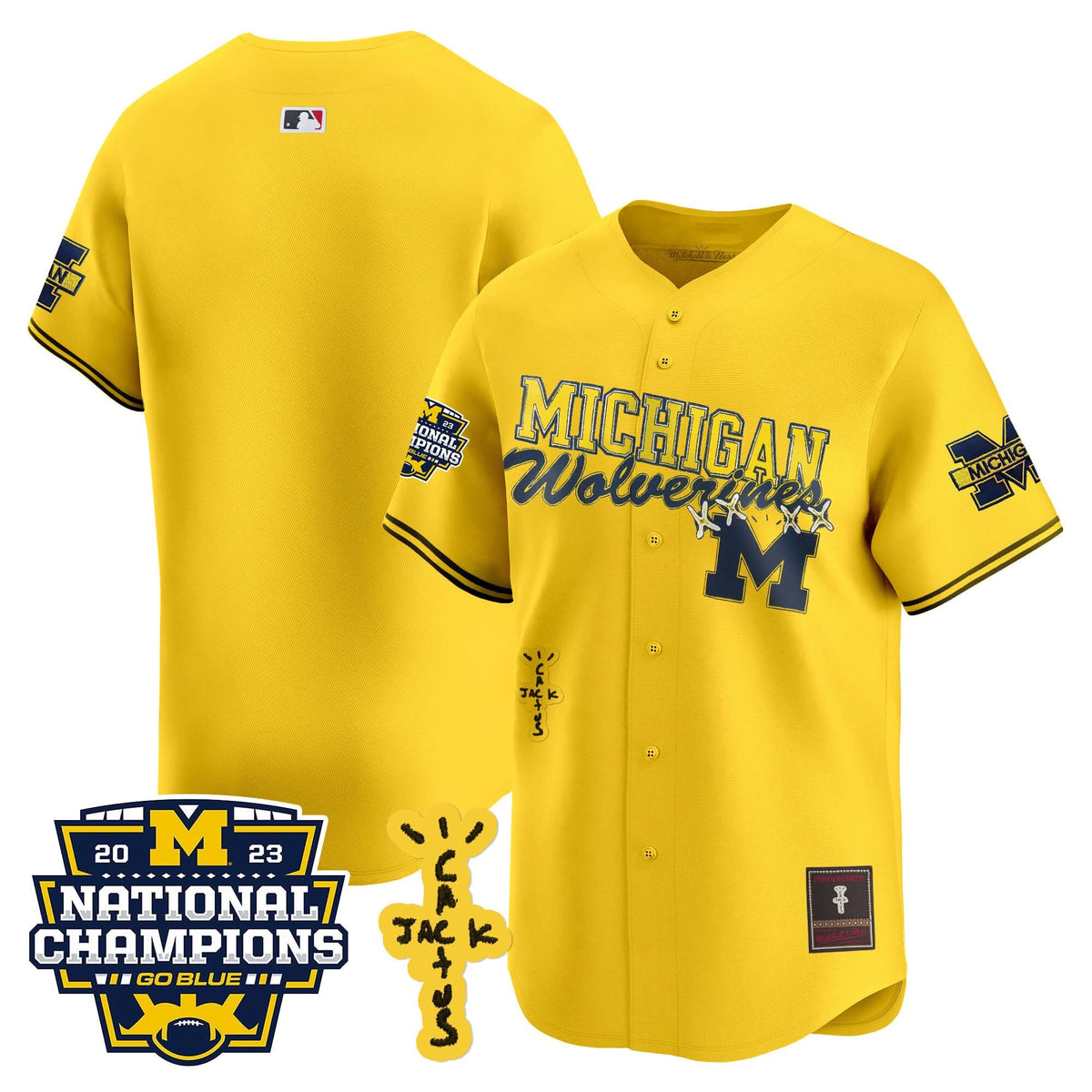 Michigan Wolverines Cactus Jack Champions Baseball Jersey - Stitched