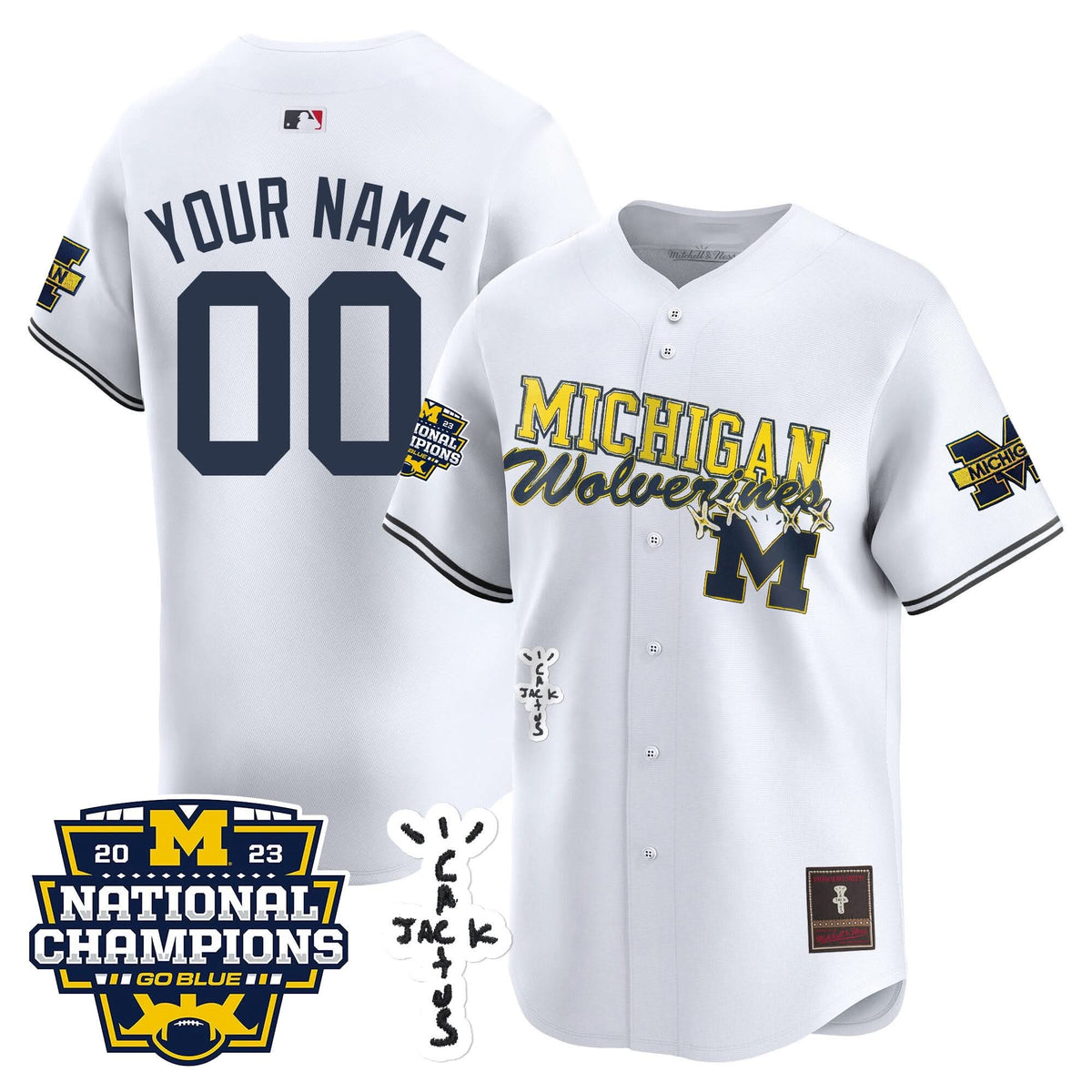 Michigan Wolverines Cactus Jack Champions Baseball Custom Jersey - Stitched
