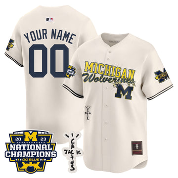 Michigan Wolverines Cactus Jack Champions Baseball Custom Jersey - Stitched