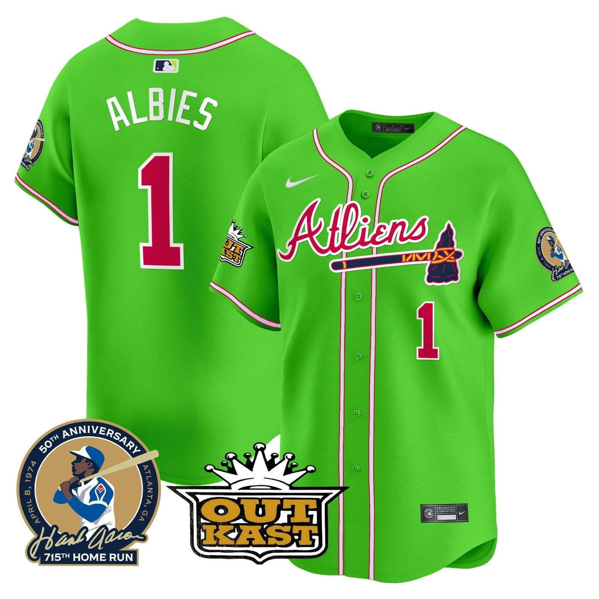 Atlanta Braves Atliens & Hank Aaron Patch Vapor Premier Limited Jersey - Stitched