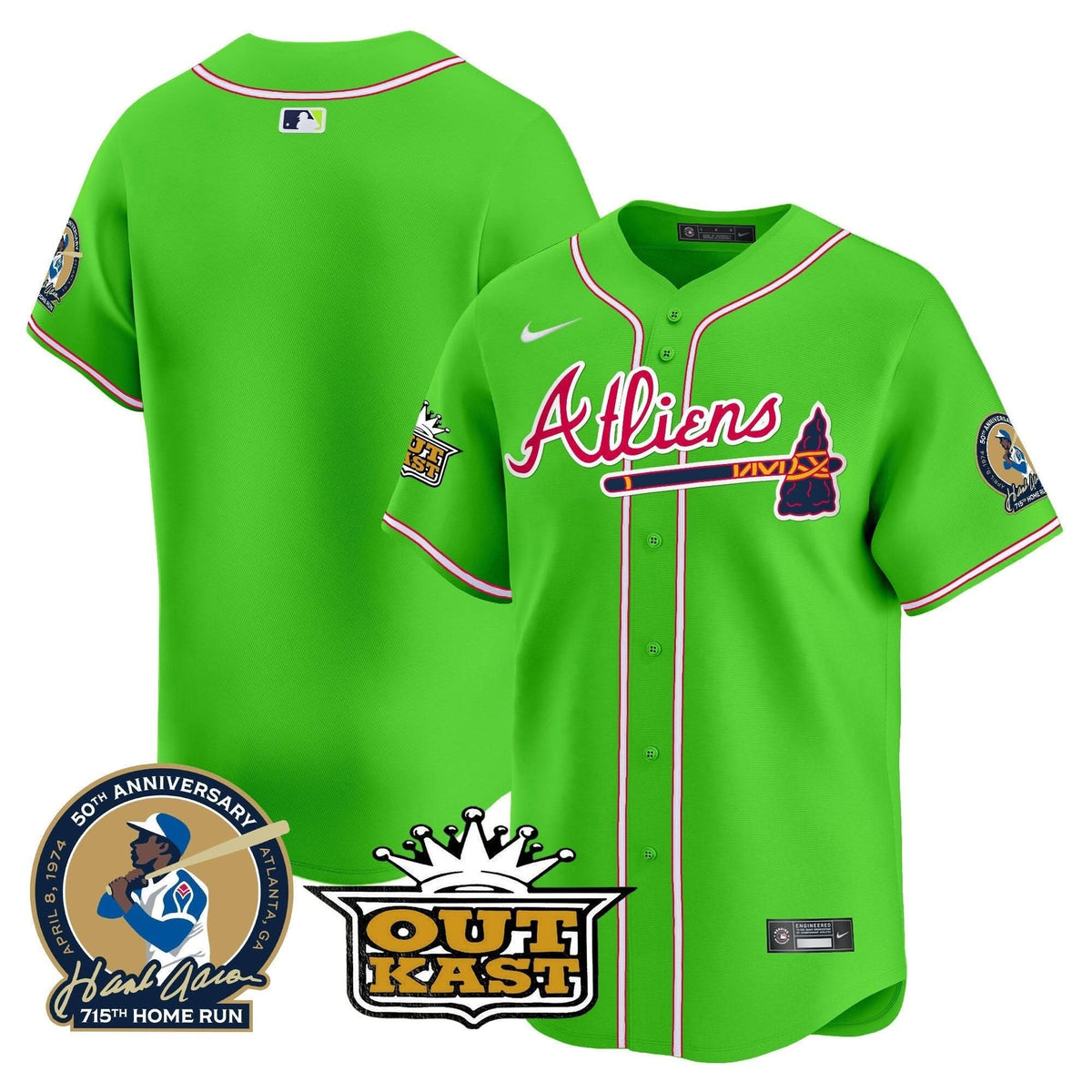 Atlanta Braves Atliens & Hank Aaron Patch Vapor Premier Limited Jersey - Stitched
