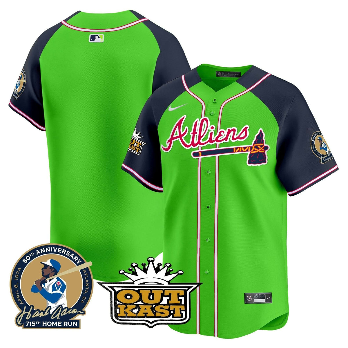 Atlanta Braves Atliens & Hank Aaron Patch Vapor Premier Limited Jersey - Stitched