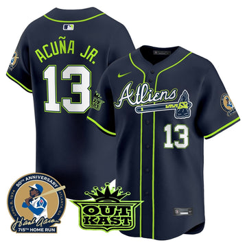 Atlanta Braves Atliens & Hank Aaron Patch Vapor Premier Limited Jersey - Stitched