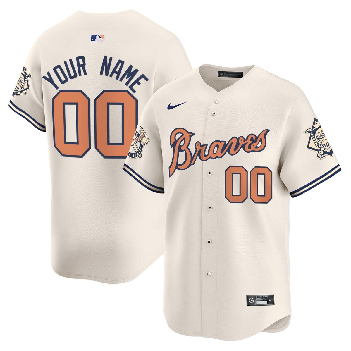 Atlanta Braves Peaches n' Cream Vapor Premier Limited Custom Jersey - Stitched