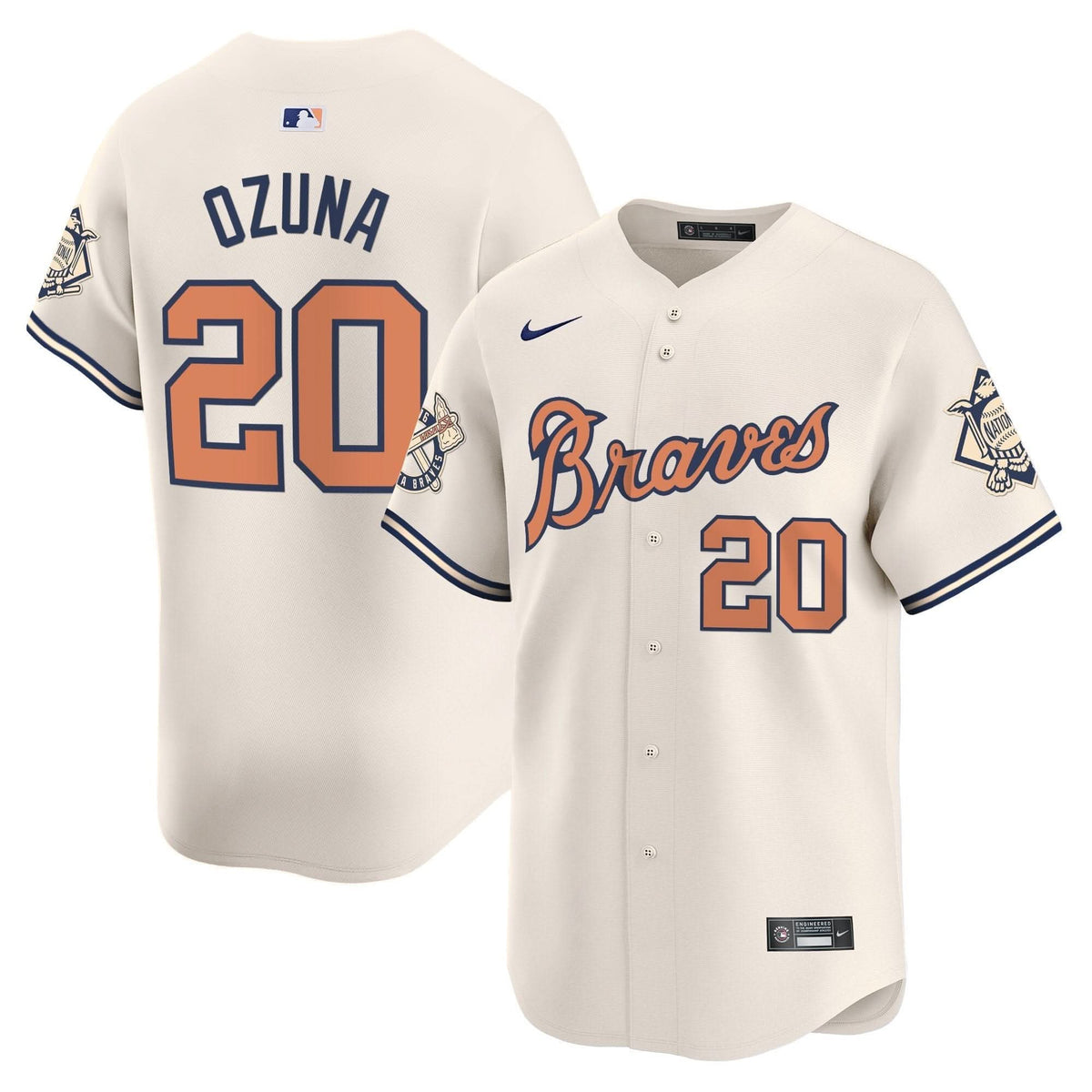 Atlanta Braves Peaches n' Cream Vapor Premier Limited Jersey - Stitched