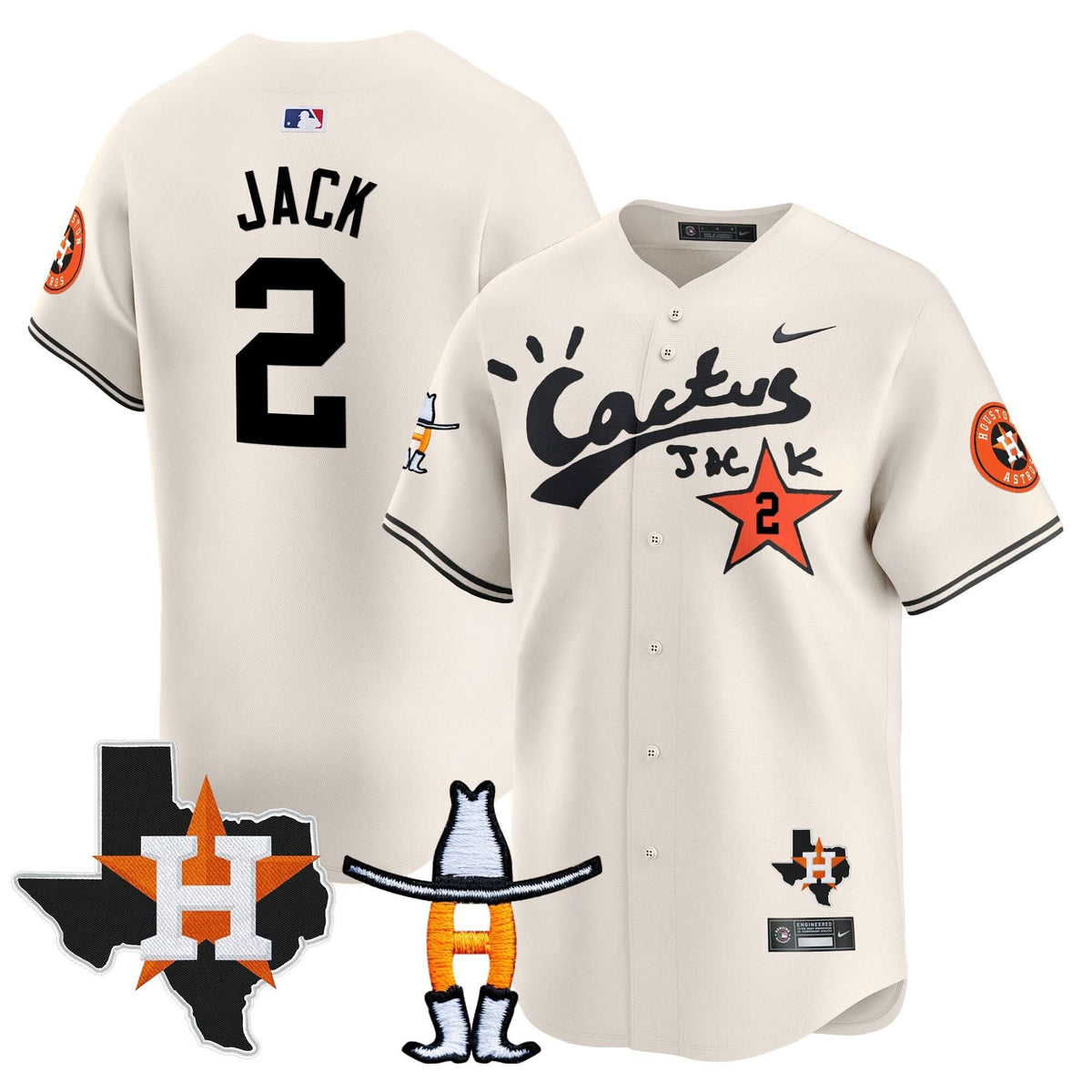 Houston Astros Cactus Jack Houston Rodeo Patch Vapor Premier Limited Jersey - Stitched-Cuztomshoes
