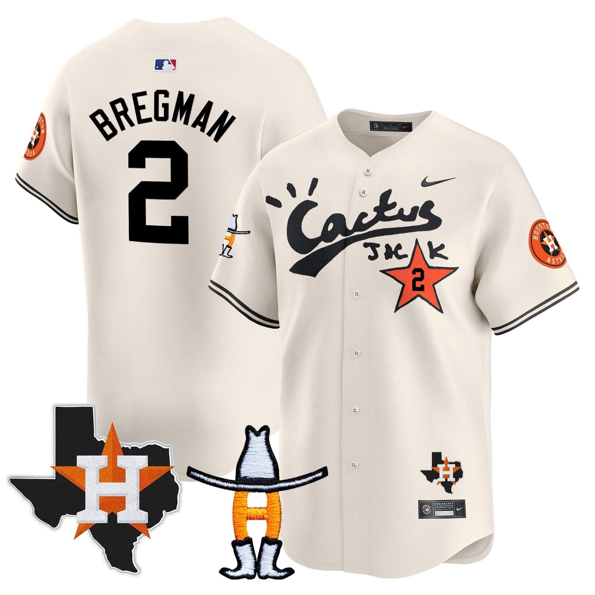 Houston Astros Cactus Jack Houston Rodeo Patch Vapor Premier Limited Jersey - Stitched-Cuztomshoes