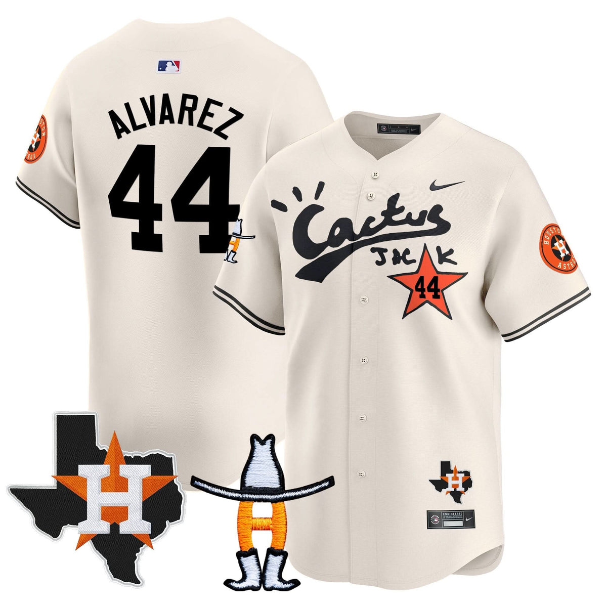 Houston Astros Cactus Jack Houston Rodeo Patch Vapor Premier Limited Jersey - Stitched-Cuztomshoes