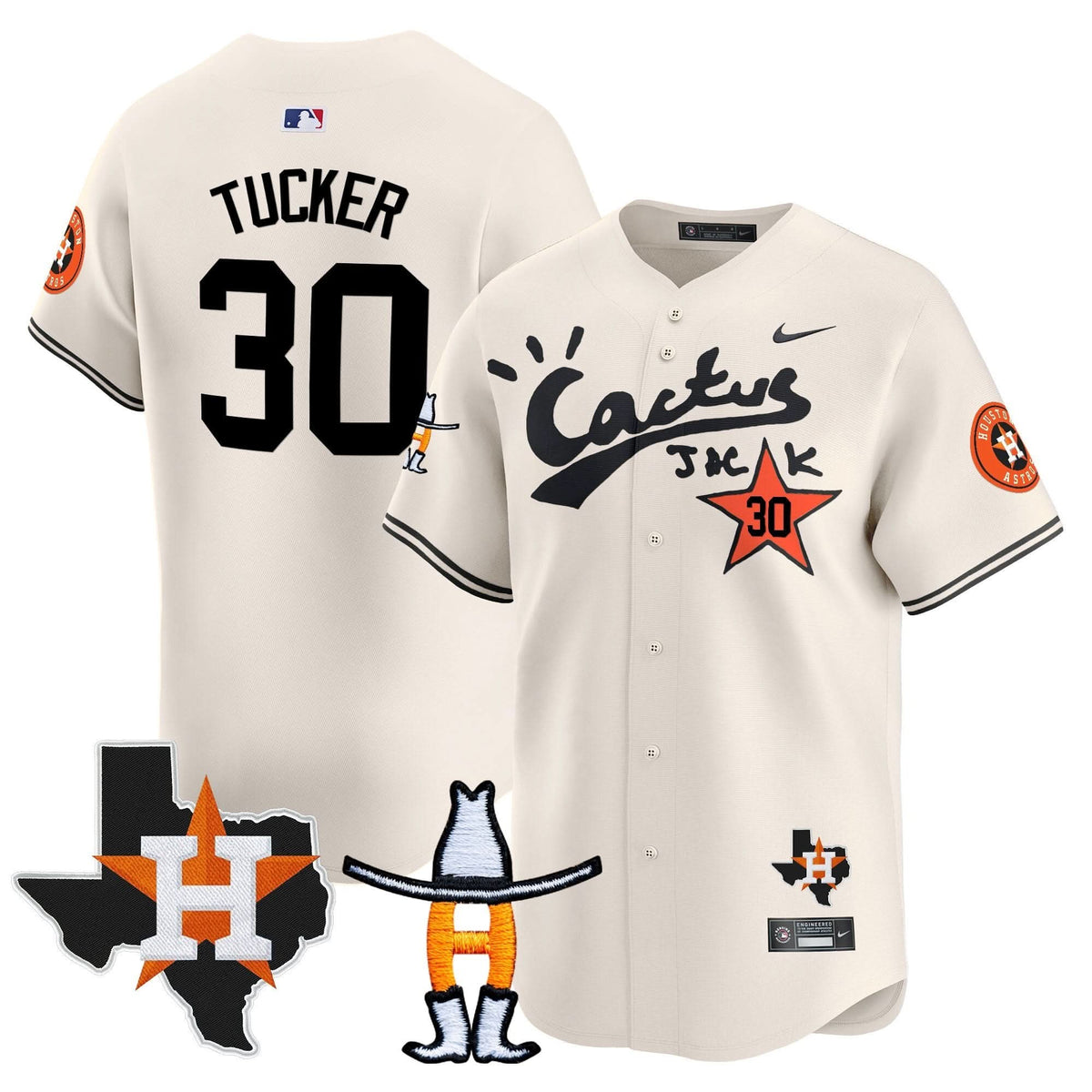 Houston Astros Cactus Jack Houston Rodeo Patch Vapor Premier Limited Jersey - Stitched-Cuztomshoes