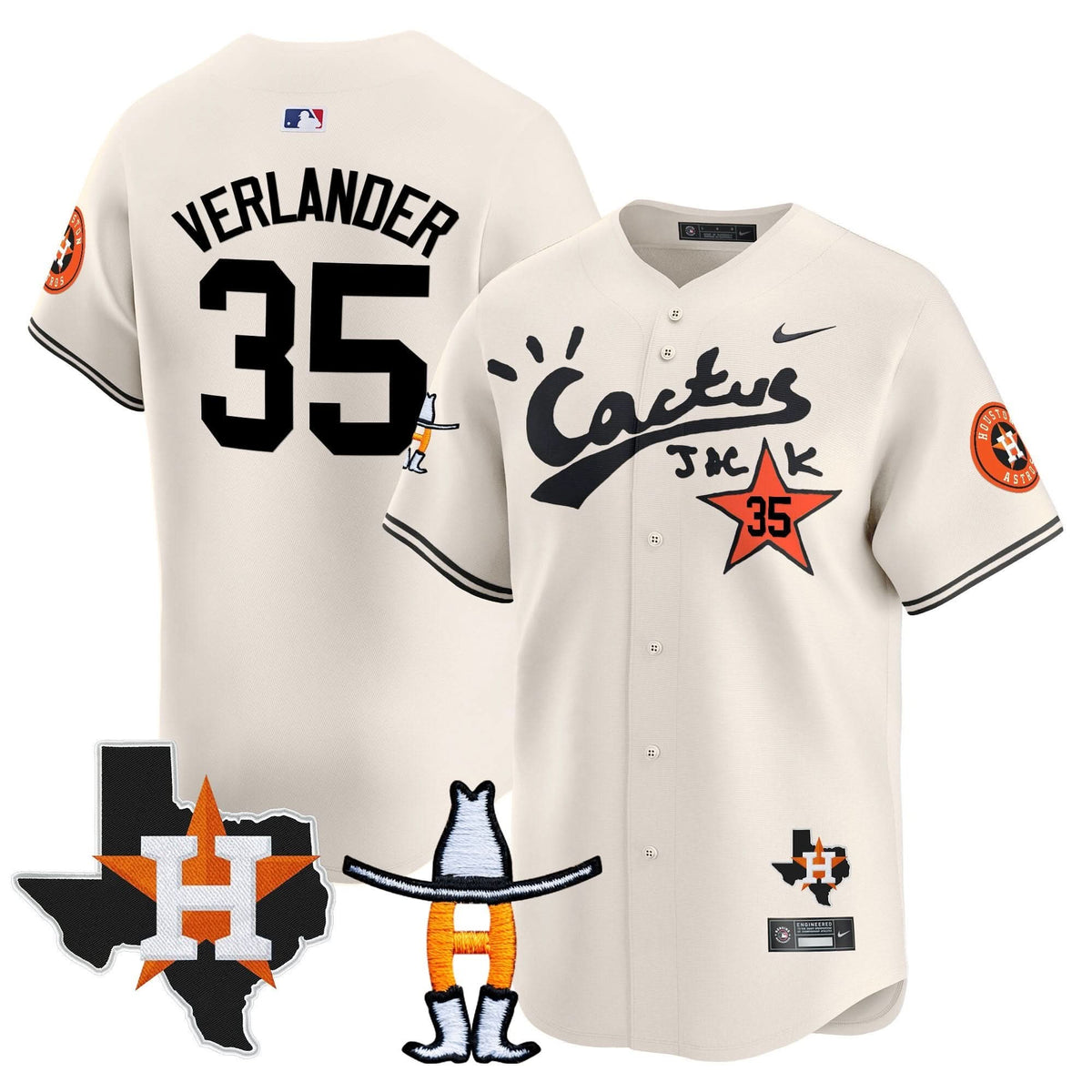Houston Astros Cactus Jack Houston Rodeo Patch Vapor Premier Limited Jersey - Stitched-Cuztomshoes