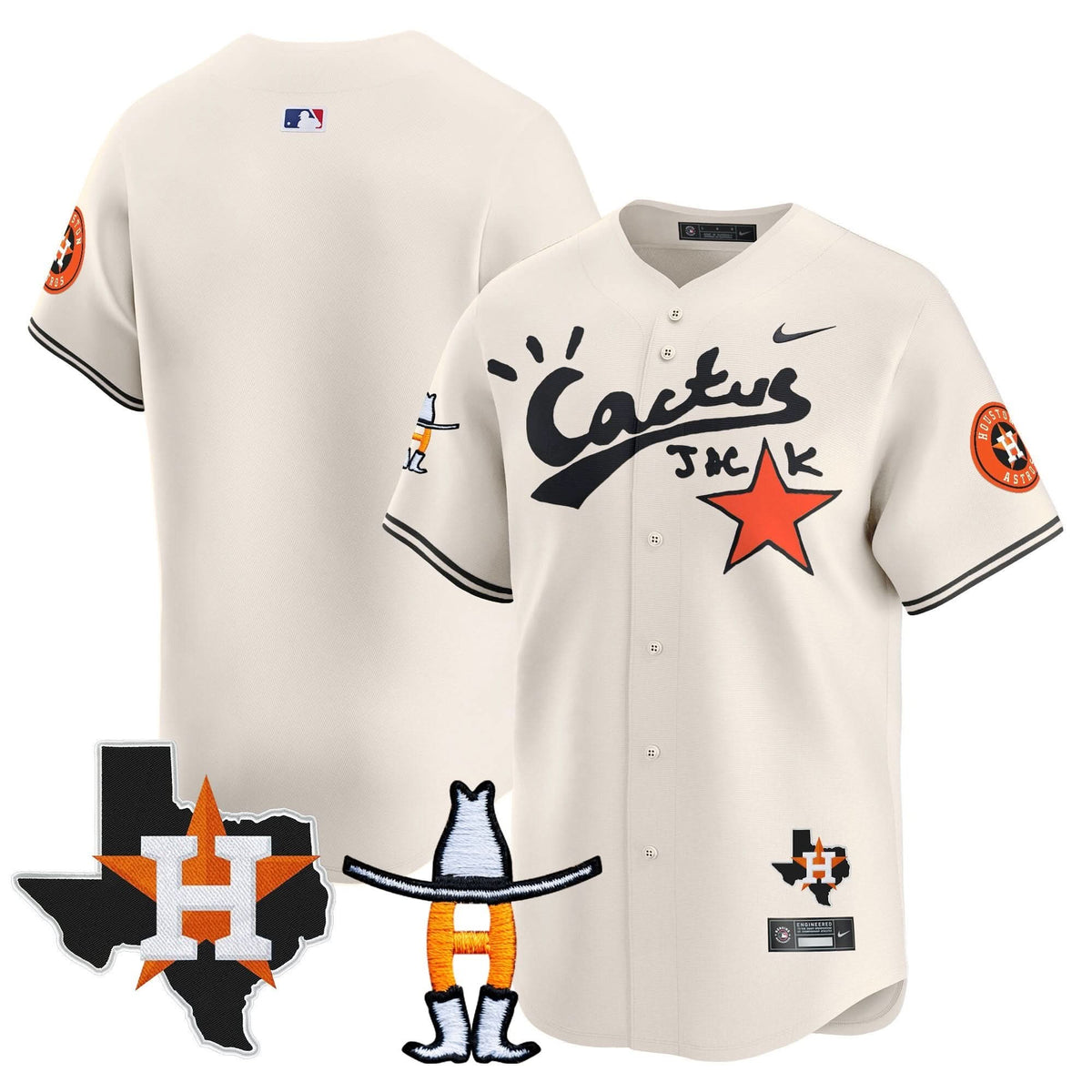 Houston Astros Cactus Jack Houston Rodeo Patch Vapor Premier Limited Jersey - Stitched-Cuztomshoes