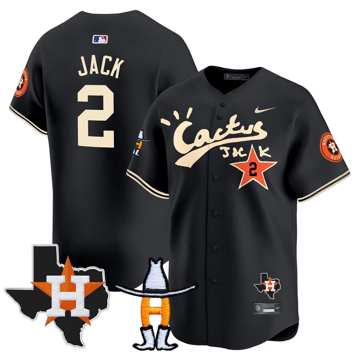 Houston Astros Cactus Jack Houston Rodeo Patch Vapor Premier Limited Jersey - Stitched-Cuztomshoes