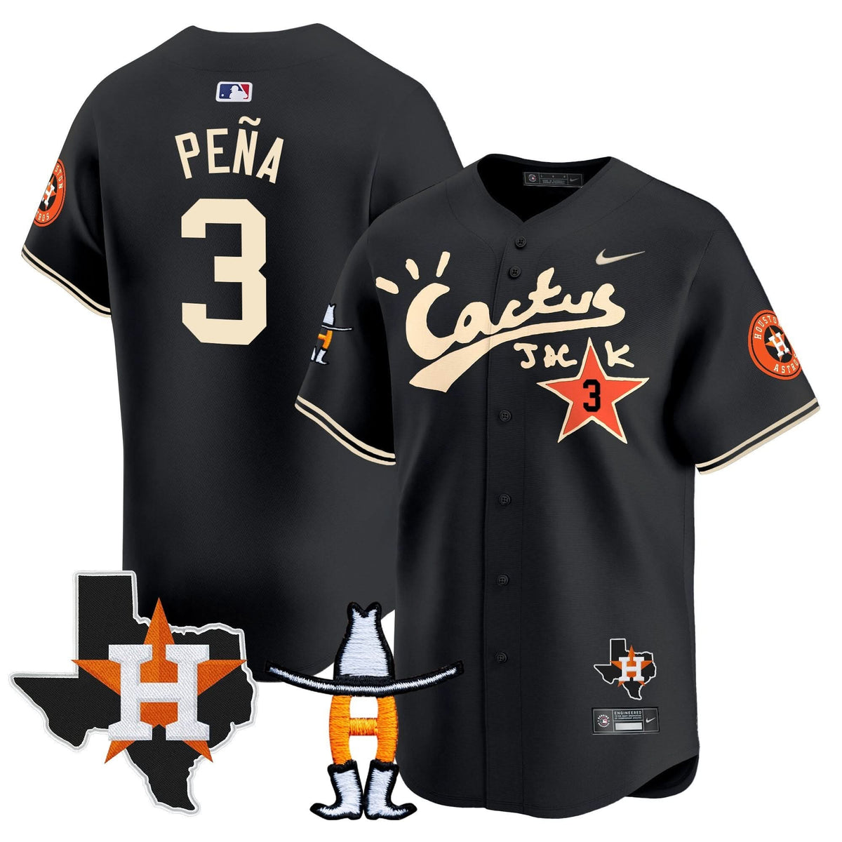 Houston Astros Cactus Jack Houston Rodeo Patch Vapor Premier Limited Jersey - Stitched-Cuztomshoes
