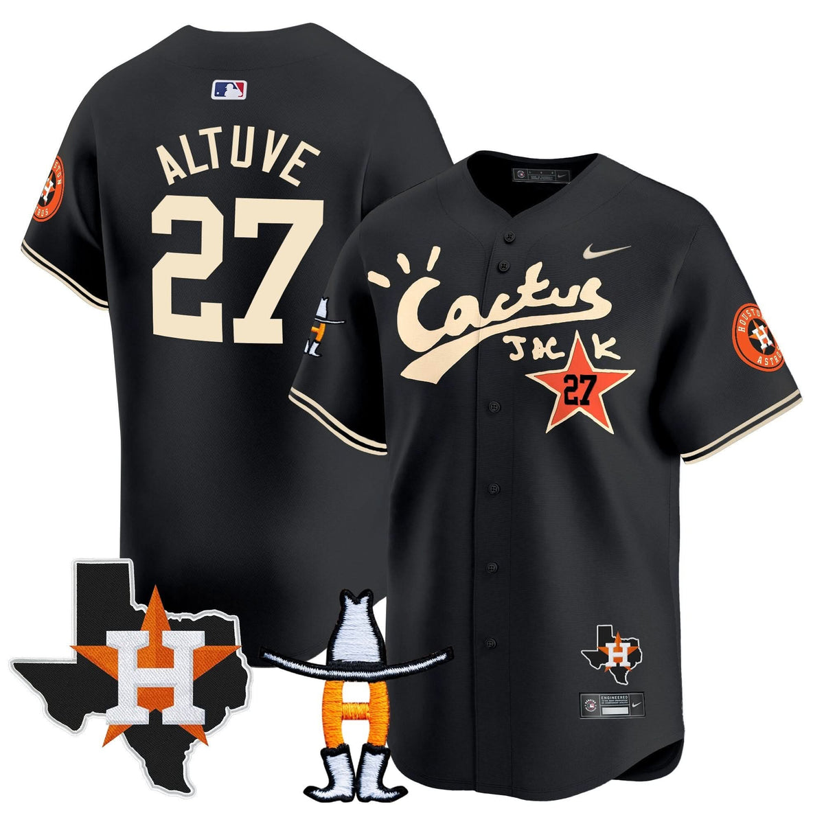 Houston Astros Cactus Jack Houston Rodeo Patch Vapor Premier Limited Jersey - Stitched-Cuztomshoes