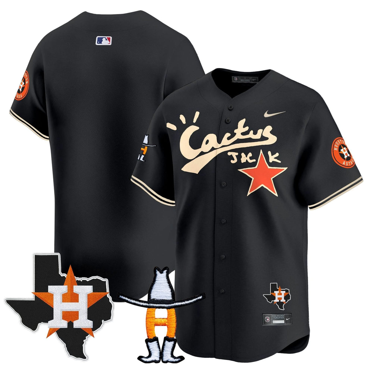 Houston Astros Cactus Jack Houston Rodeo Patch Vapor Premier Limited Jersey - Stitched-Cuztomshoes