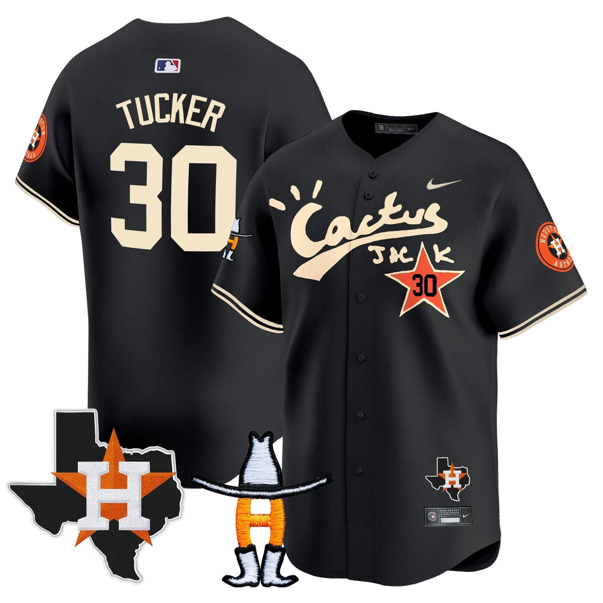 Houston Astros Cactus Jack Houston Rodeo Patch Vapor Premier Limited Jersey - Stitched-Cuztomshoes