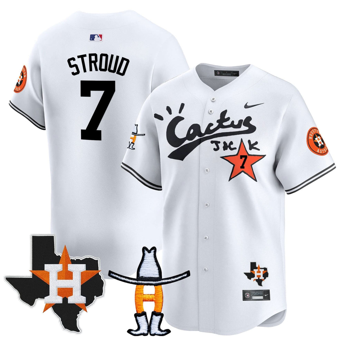 Houston Astros Cactus Jack Houston Rodeo Patch Vapor Premier Limited Jersey - Stitched-Cuztomshoes