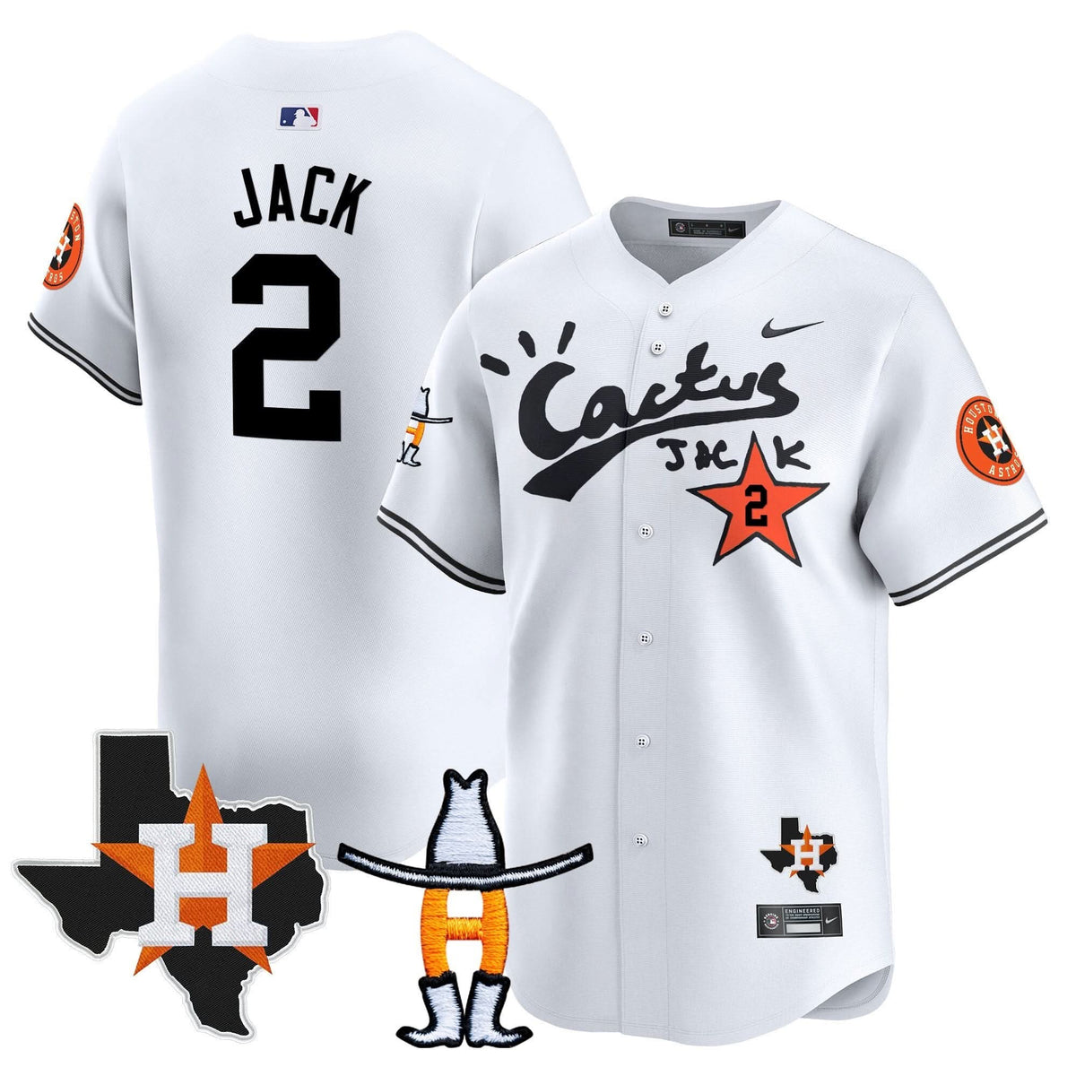 Houston Astros Cactus Jack Houston Rodeo Patch Vapor Premier Limited Jersey - Stitched-Cuztomshoes