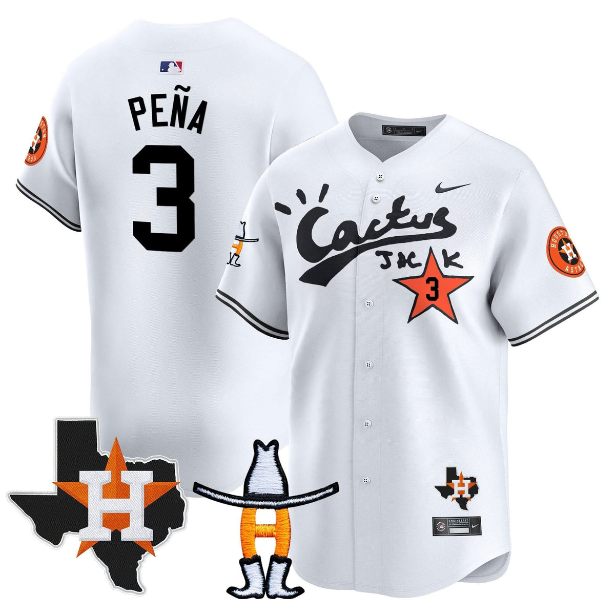Houston Astros Cactus Jack Houston Rodeo Patch Vapor Premier Limited Jersey - Stitched-Cuztomshoes