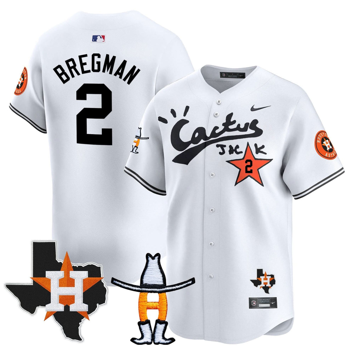 Houston Astros Cactus Jack Houston Rodeo Patch Vapor Premier Limited Jersey - Stitched-Cuztomshoes