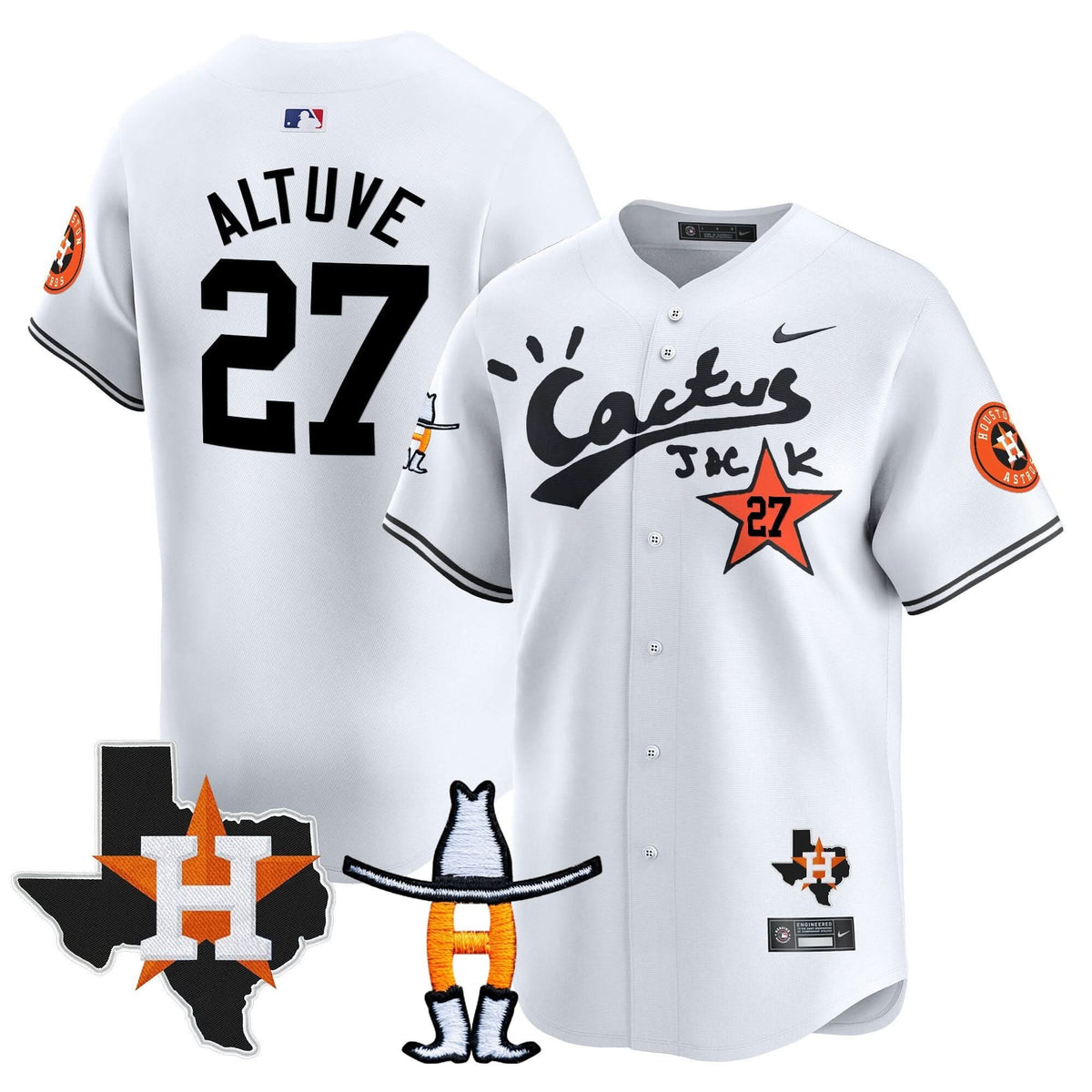 Houston Astros Cactus Jack Houston Rodeo Patch Vapor Premier Limited Jersey - Stitched-Cuztomshoes