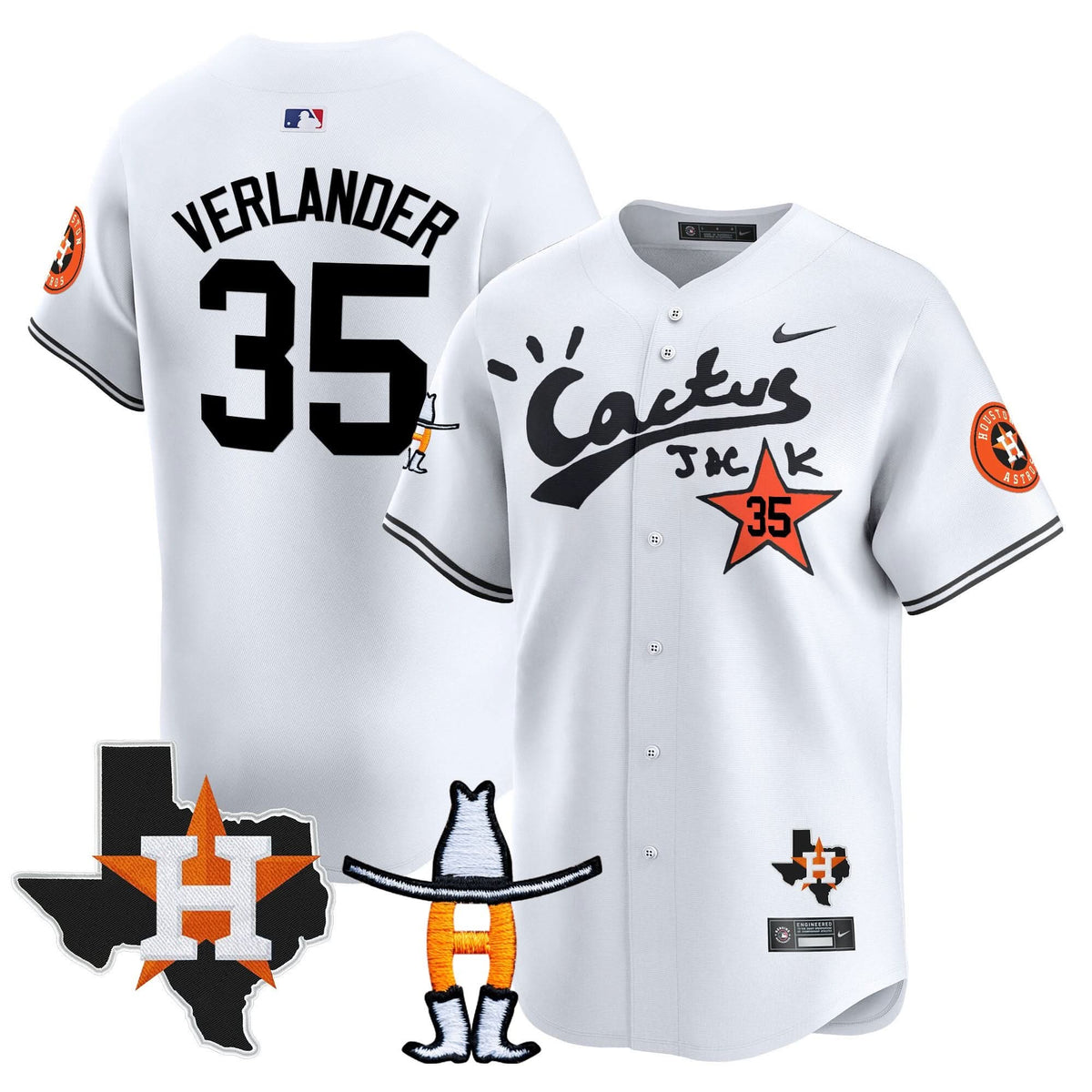 Houston Astros Cactus Jack Houston Rodeo Patch Vapor Premier Limited Jersey - Stitched-Cuztomshoes