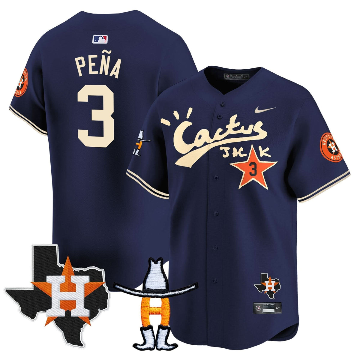 Houston Astros Cactus Jack Houston Rodeo Patch Vapor Premier Limited Jersey - Stitched-Cuztomshoes