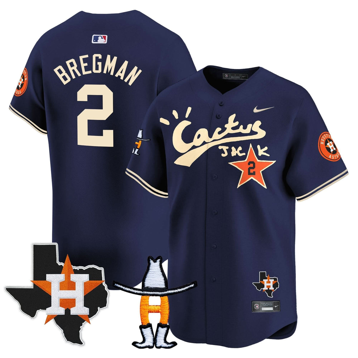 Houston Astros Cactus Jack Houston Rodeo Patch Vapor Premier Limited Jersey - Stitched-Cuztomshoes
