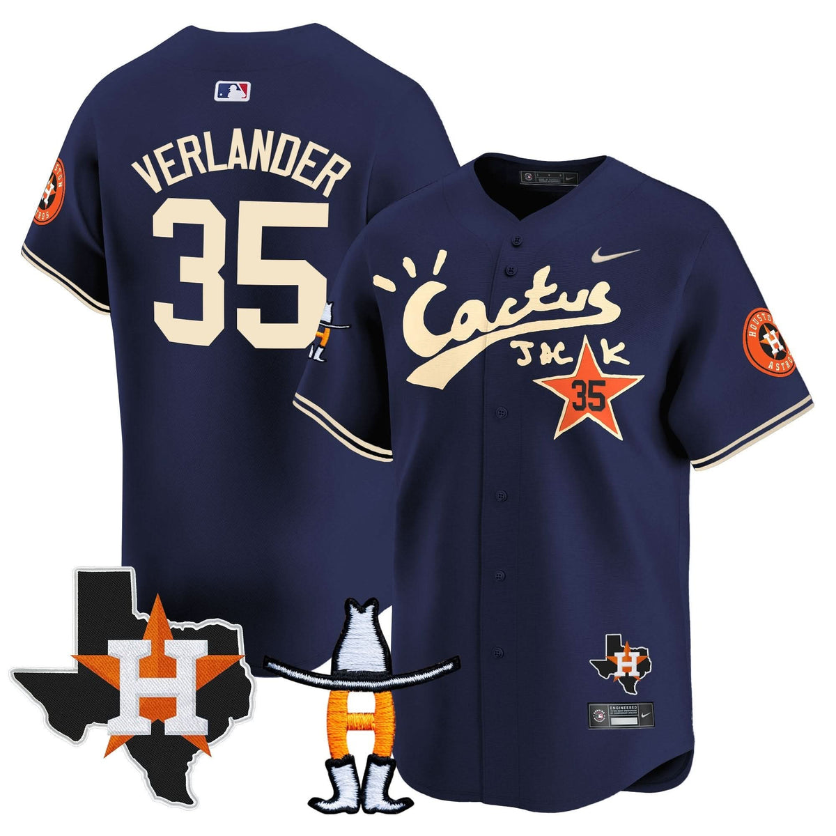 Houston Astros Cactus Jack Houston Rodeo Patch Vapor Premier Limited Jersey - Stitched-Cuztomshoes