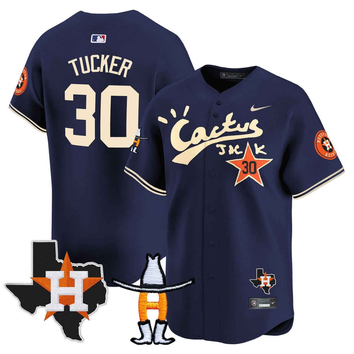 Houston Astros Cactus Jack Houston Rodeo Patch Vapor Premier Limited Jersey - Stitched-Cuztomshoes
