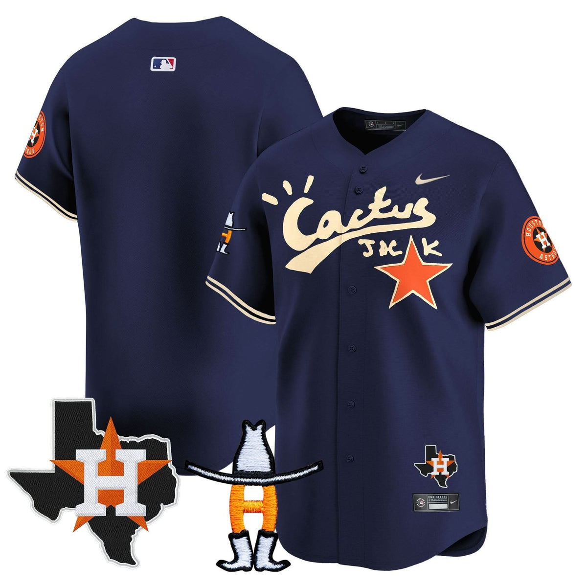 Houston Astros Cactus Jack Houston Rodeo Patch Vapor Premier Limited Jersey - Stitched-Cuztomshoes