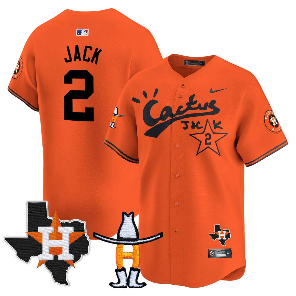 Houston Astros Cactus Jack Houston Rodeo Patch Vapor Premier Limited Jersey - Stitched-Cuztomshoes
