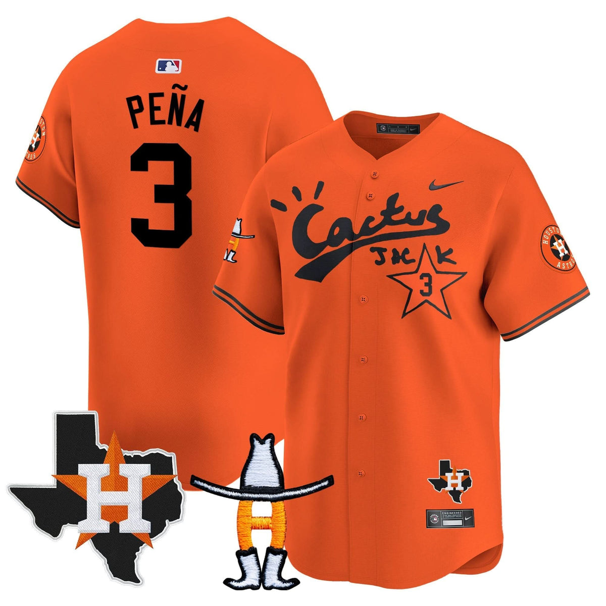 Houston Astros Cactus Jack Houston Rodeo Patch Vapor Premier Limited Jersey - Stitched-Cuztomshoes
