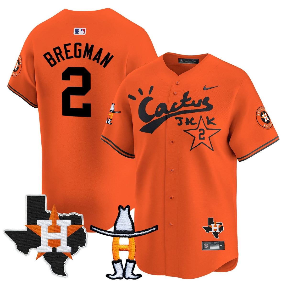 Houston Astros Cactus Jack Houston Rodeo Patch Vapor Premier Limited Jersey - Stitched-Cuztomshoes