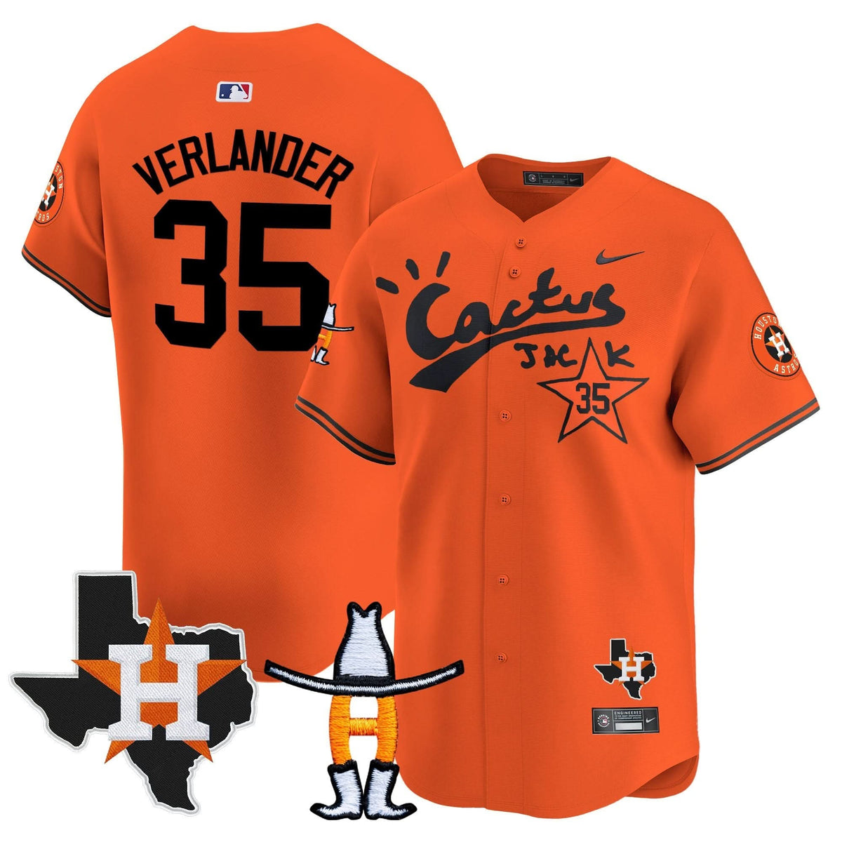 Houston Astros Cactus Jack Houston Rodeo Patch Vapor Premier Limited Jersey - Stitched-Cuztomshoes