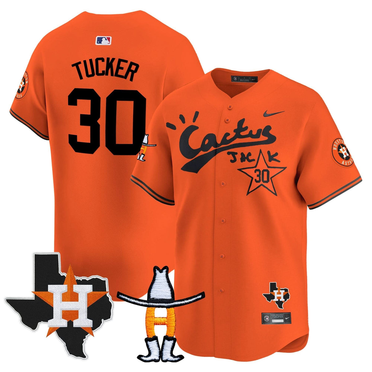 Houston Astros Cactus Jack Houston Rodeo Patch Vapor Premier Limited Jersey - Stitched-Cuztomshoes