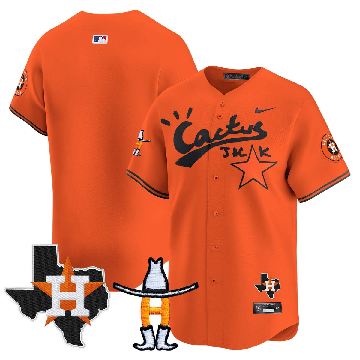 Houston Astros Cactus Jack Houston Rodeo Patch Vapor Premier Limited Jersey - Stitched-Cuztomshoes