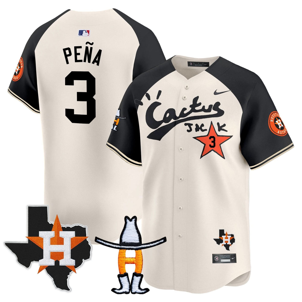 Houston Astros Cactus Jack Houston Rodeo Patch Vapor Premier Limited Jersey - Stitched-Cuztomshoes