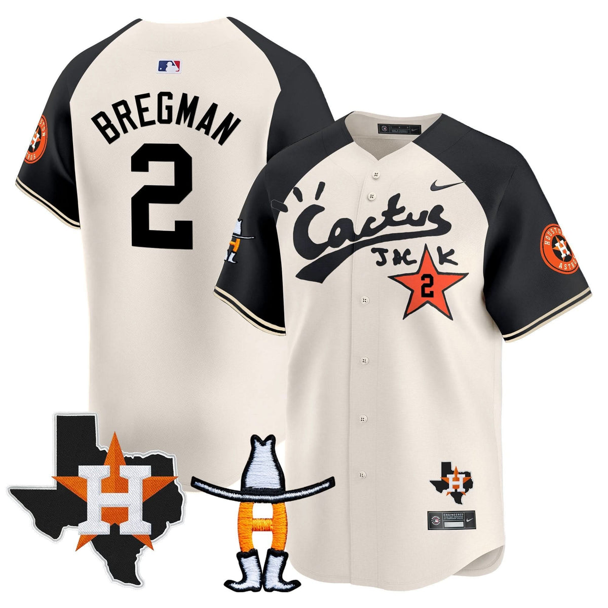 Houston Astros Cactus Jack Houston Rodeo Patch Vapor Premier Limited Jersey - Stitched-Cuztomshoes