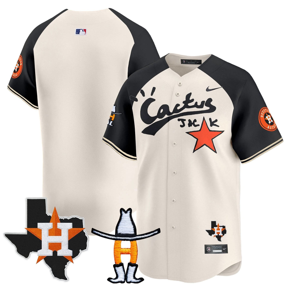 Houston Astros Cactus Jack Houston Rodeo Patch Vapor Premier Limited Jersey - Stitched-Cuztomshoes