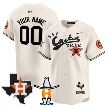Houston Astros Cactus Jack Houston Rodeo Patch Vapor Premier Limited Custom Jersey - Stitched-Cuztomshoes