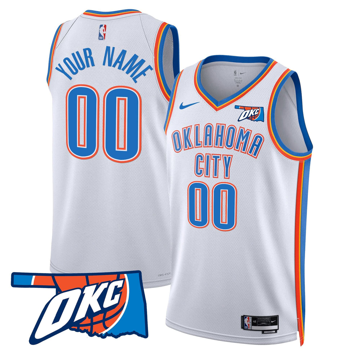 Oklahoma City Thunder Swingman Custom Jersey - Oklahoma Patch - Stitched