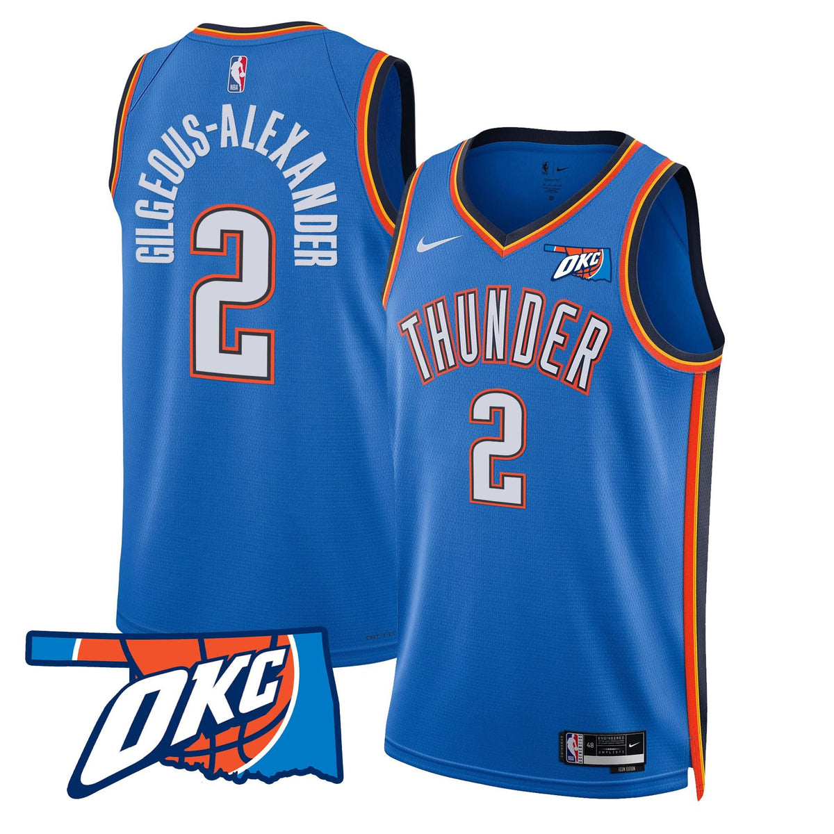 Oklahoma City Thunder Swingman Jersey - Oklahoma Patch - Stitched