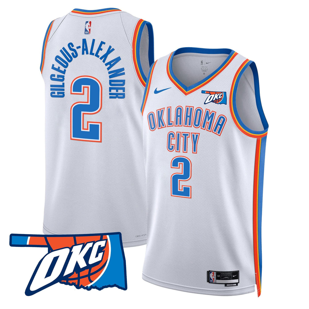 Oklahoma City Thunder Swingman Jersey - Oklahoma Patch - Stitched