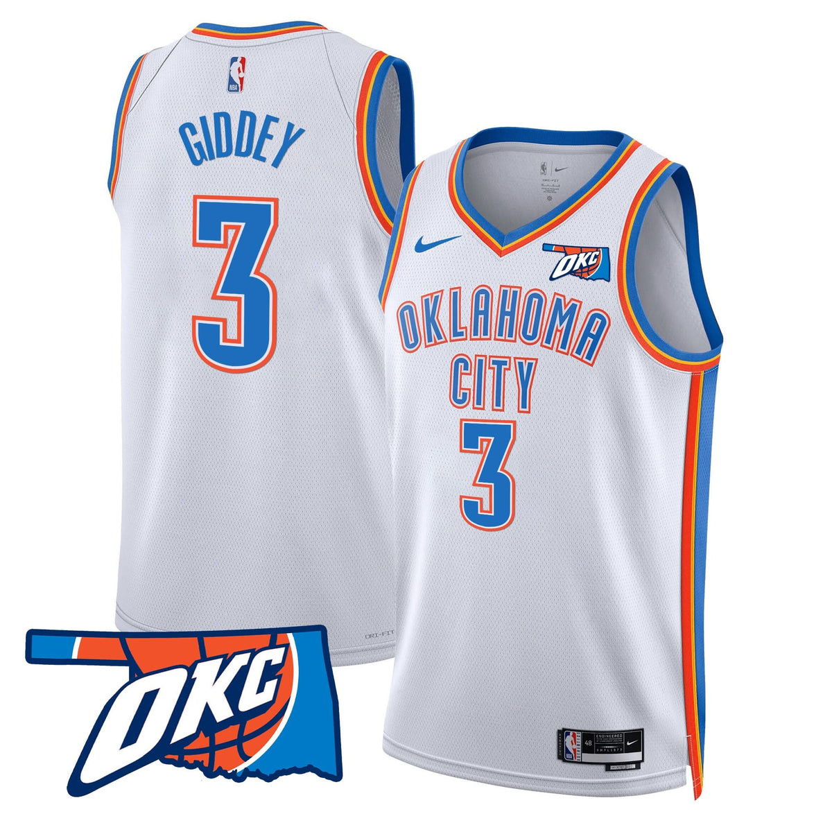 Oklahoma City Thunder Swingman Jersey - Oklahoma Patch - Stitched