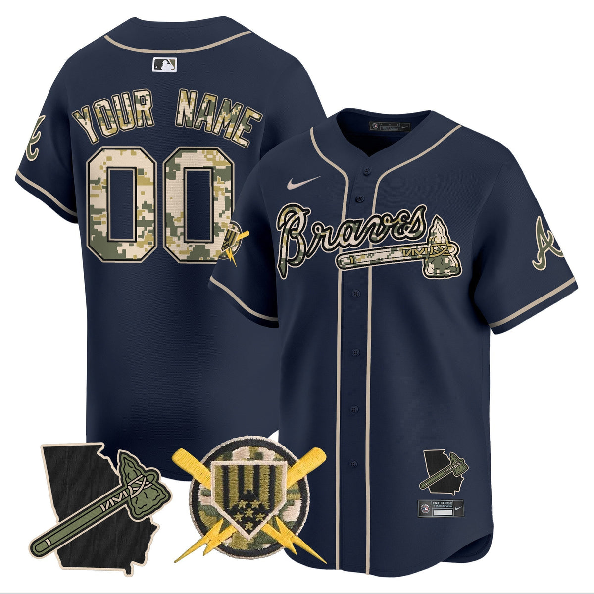 Atlanta Braves Armed Forces Day Vapor Premier Limited Custom Jersey - Stitched