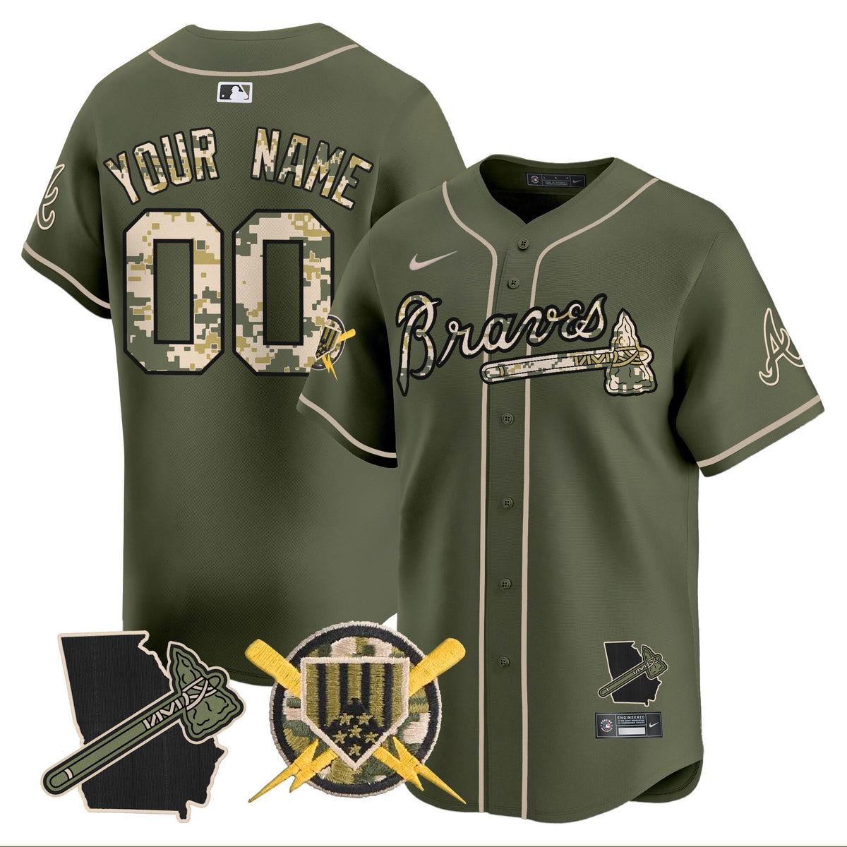 Atlanta Braves Armed Forces Day Vapor Premier Limited Custom Jersey - Stitched